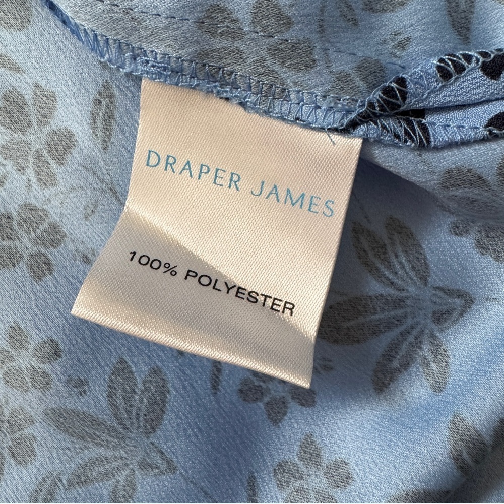 Draper James Blue Floral Ruffle Trim Blouse Top Women 10 Short Sleeve Coquette - Picture 7 of 7